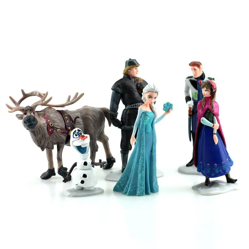 Disney 6pcs/Veliko Zamrznjene Princesa Anna Elsa figuric Kristoff Sven Olaf PVC Model Lutke Zbirka Darilo za Rojstni dan Otroci Igrače