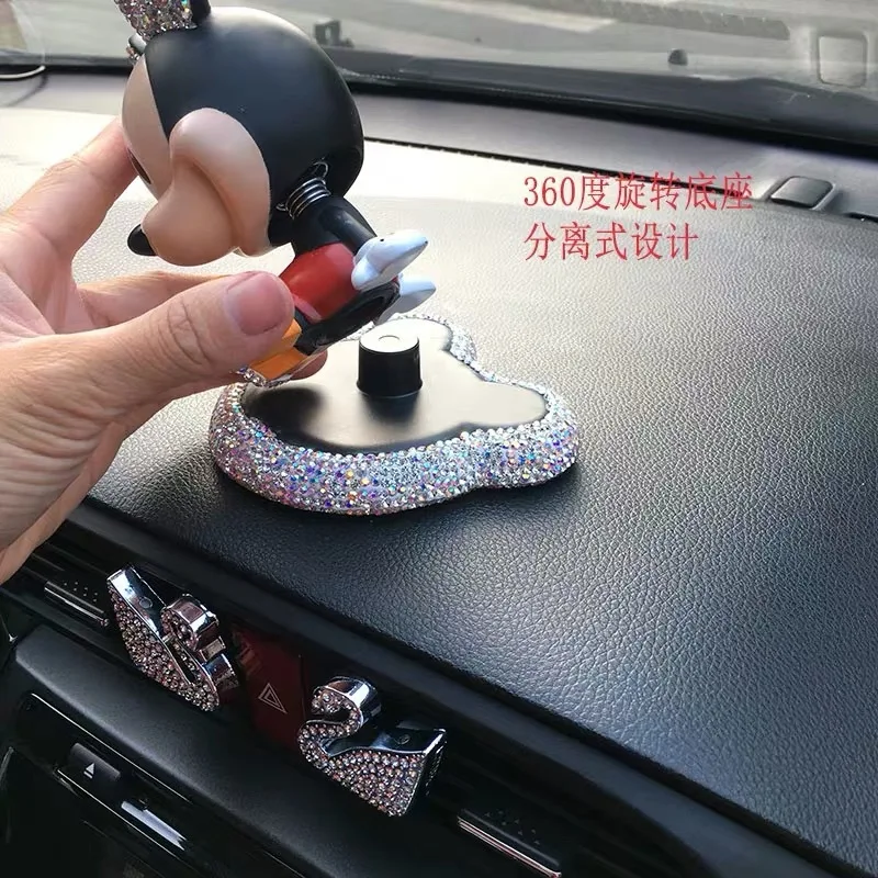 Disney Avtomobilov Dekoracijo Diamond Roza Mickey Minnie Risanka Slika Notranja Oprema za Dekleta Modni Tresenje Glave Lutka Igrače