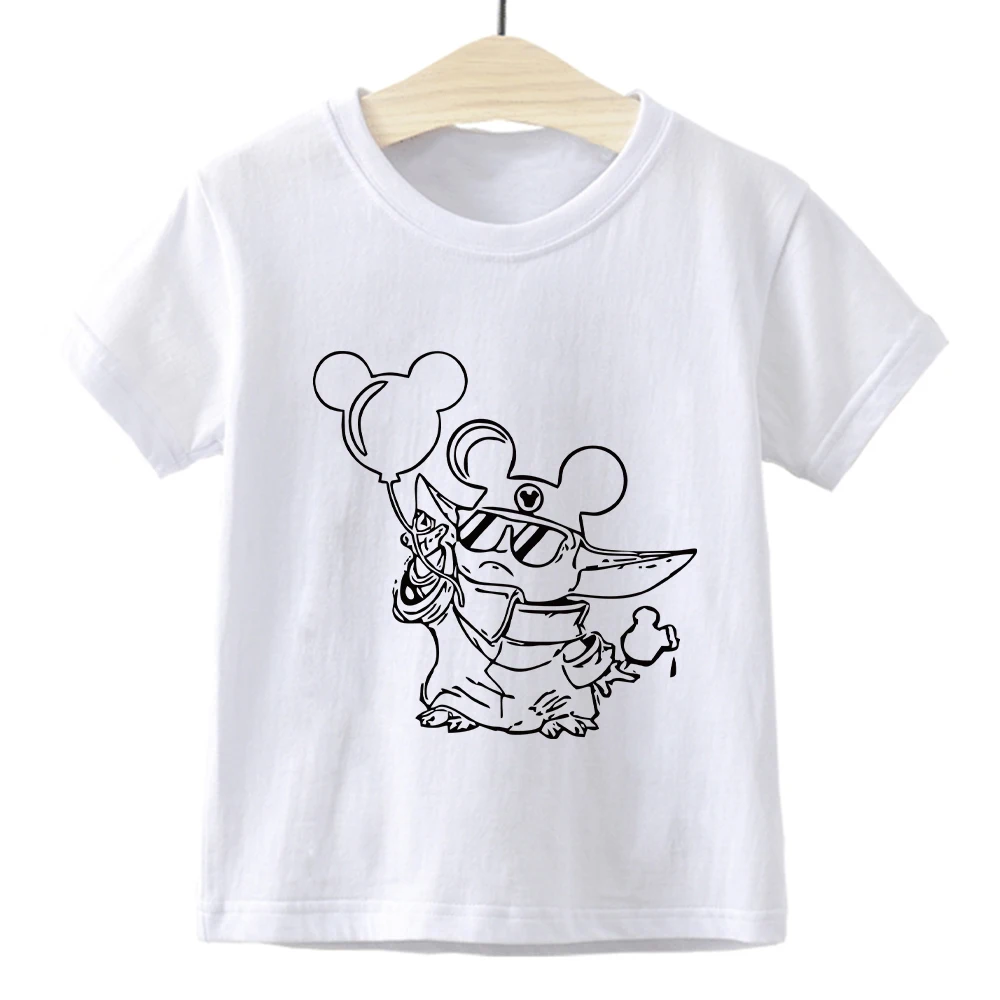 Disney blagovne znamke risanka baby yoda moda fant, ki je T-shirt dekle kratek rokav poletje udobno mehko top Star Wars grafični otroci oblačila