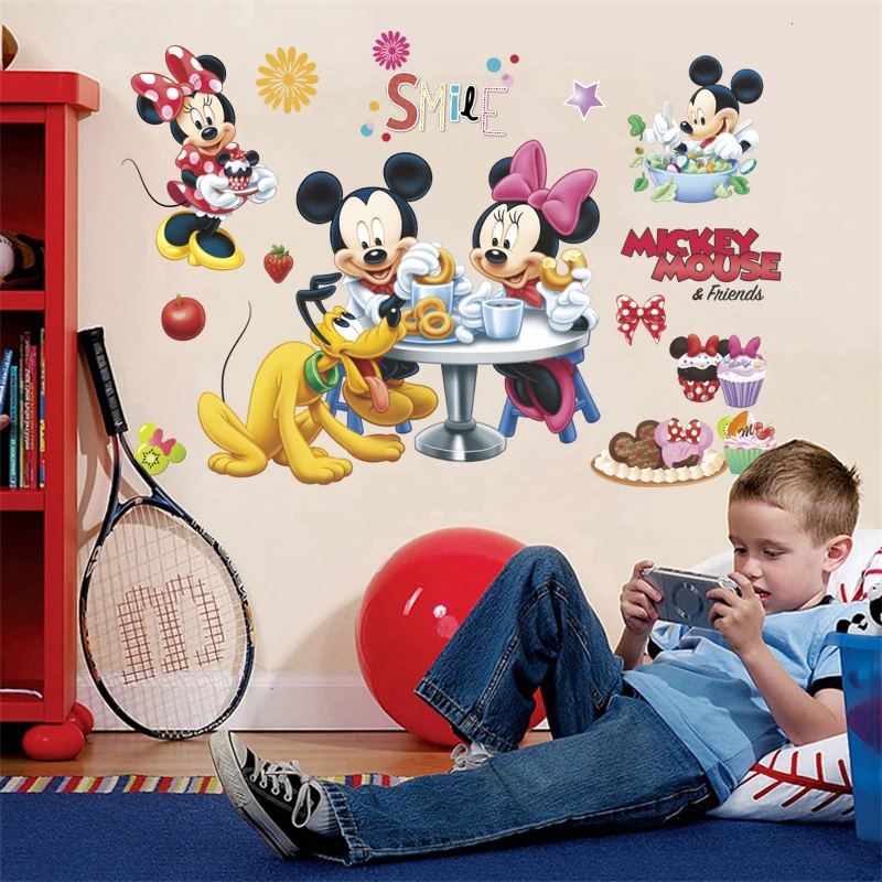 Disney Mickey Miške Minnie Pluton Stene Decals Otroke Sobe Stranka Doma Dekor Risanka 25*70 cm Stenske Nalepke Pvc Stensko Umetnosti Diy Plakati