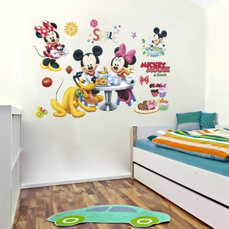 Disney Mickey Miške Minnie Pluton Stene Decals Otroke Sobe Stranka Doma Dekor Risanka 25*70 cm Stenske Nalepke Pvc Stensko Umetnosti Diy Plakati