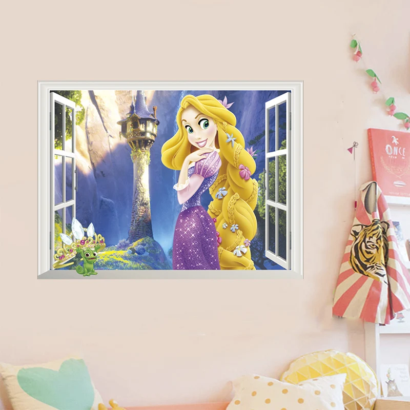 Disney Pepeljuga Belle Princesa Aurora učinek 3D Stenske Nalepke Otroci Soba Pribor Risanka Zidana Anime Stene Decals je Doma Dekor