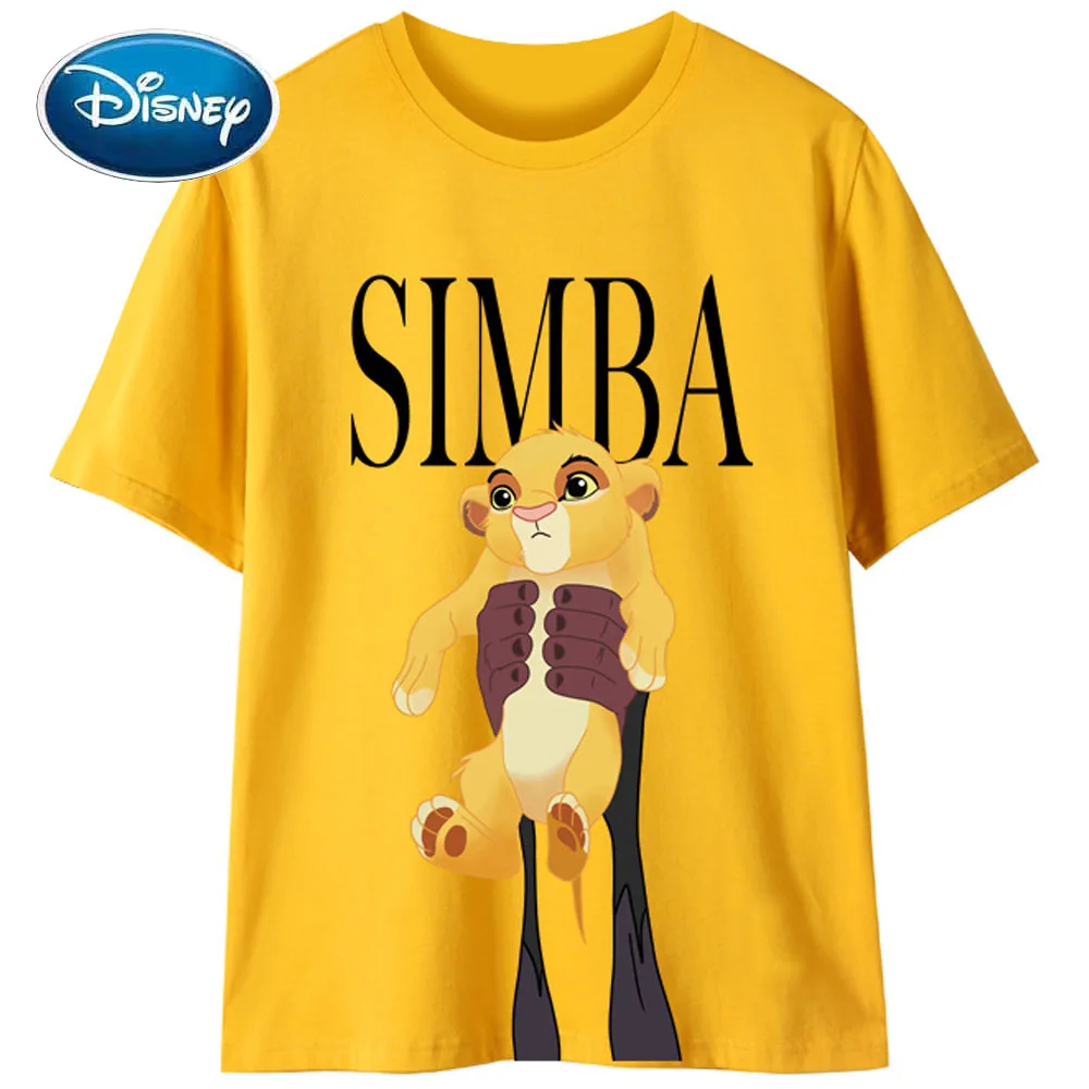 Disney T-Shirt Levji Kralj Kralj Džungle SIMBA Pismo Risanka Elegantna Modna Unisex Ženske Kratek Rokav Tee Vrh 6 Barv