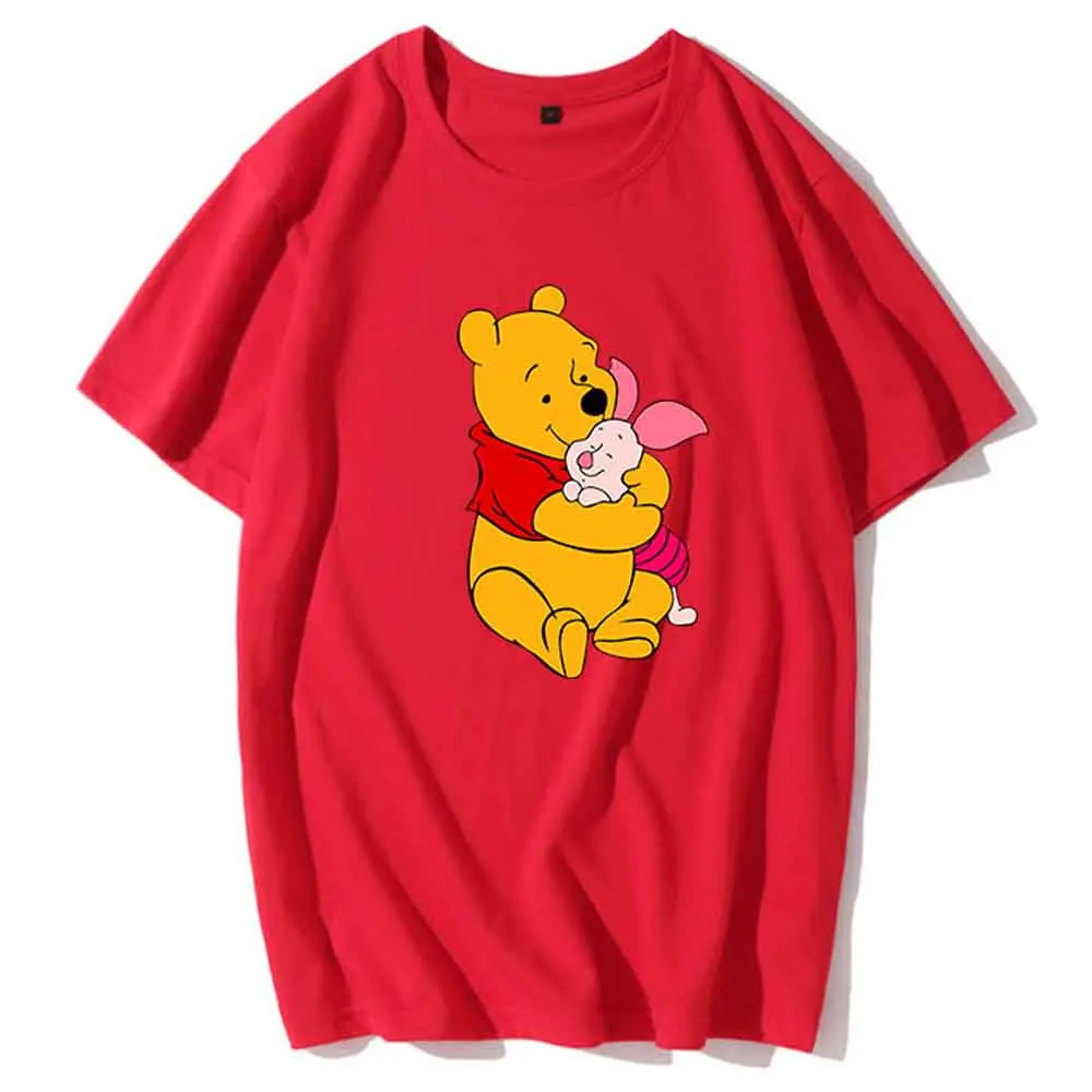 Disney Winnie Pooh Bear Risanka Tiskanja Pari Unisex Ženske T-Shirt O-Vratu Puloverju Bombaža, Kratek Rokav Tee Vrhovi 10 Barv