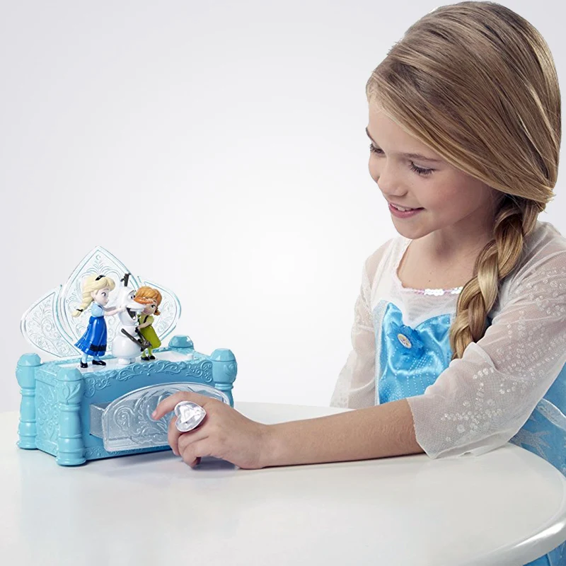 Disney Zamrznjena Glasba Nakit Polje Princesa Elsa Ana Olaf figuric Model Disney Igrače za Otroka, Otroci, Dekleta, Darilo za Rojstni dan