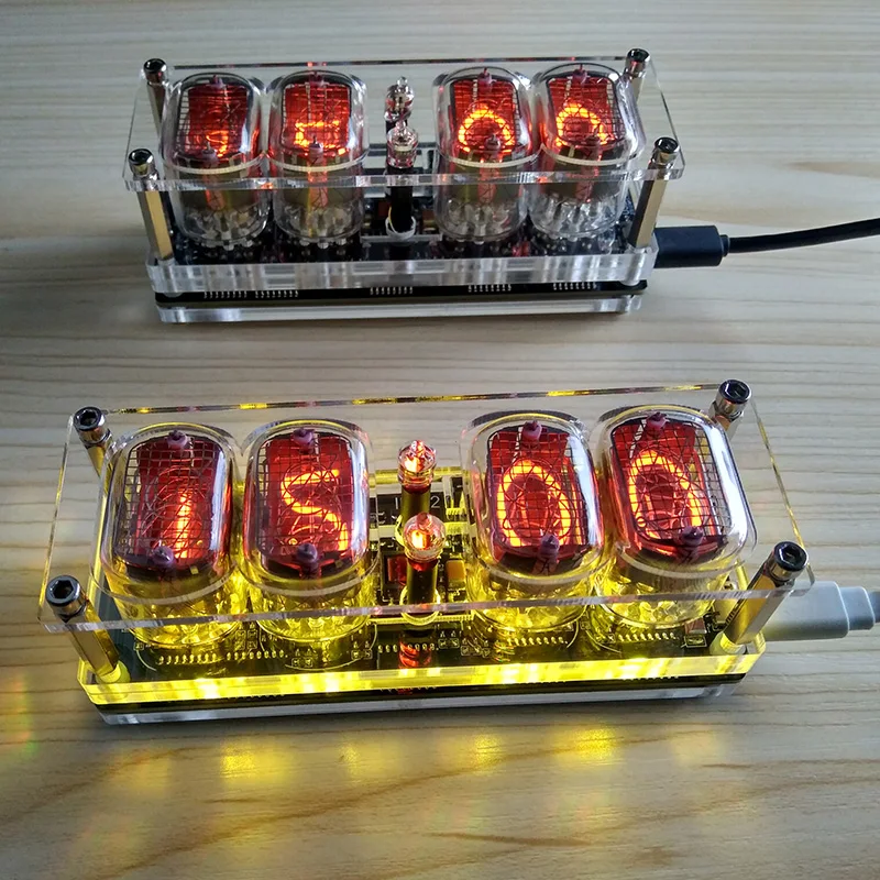 DIY 4-Bitno RGB LED Svetila Digitalna Ura Odbor Nixie Cev Ura za Vgradnjo DIY Elektronskih Retro Desk Clock RGB Cevi, ki Niso Vključeni