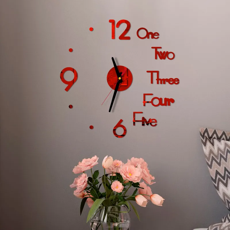 DIY digitalne Stenske Ure 3D Ogledalo Površine Nalepke Tiho Ura Home Office Dekor stenske Ure za spalnico urad