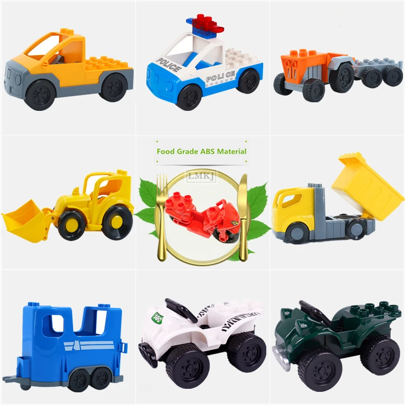 DIY gradniki Velik obseg Dodatki Avto model Gradnje Tovornjaki Off-road Vozilo Opeke Igrače Za otroke, Otroci darilo