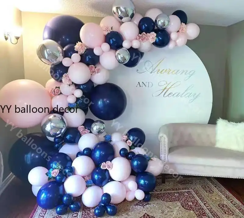 DIY Pastelnih Macaron Baloni Arch Garlandbaby Roza Mornarsko Modra 5M Verige Obletnico Poroke, Rojstni dan Baby Tuš Stranka Dekoracijo