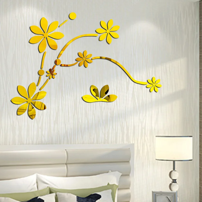 DIY pomlad narave eno elegantno cvet 3d ogledalo stenske nalepke za dom soba dekoracijo dekorativne umetnosti plakat stenski dekor