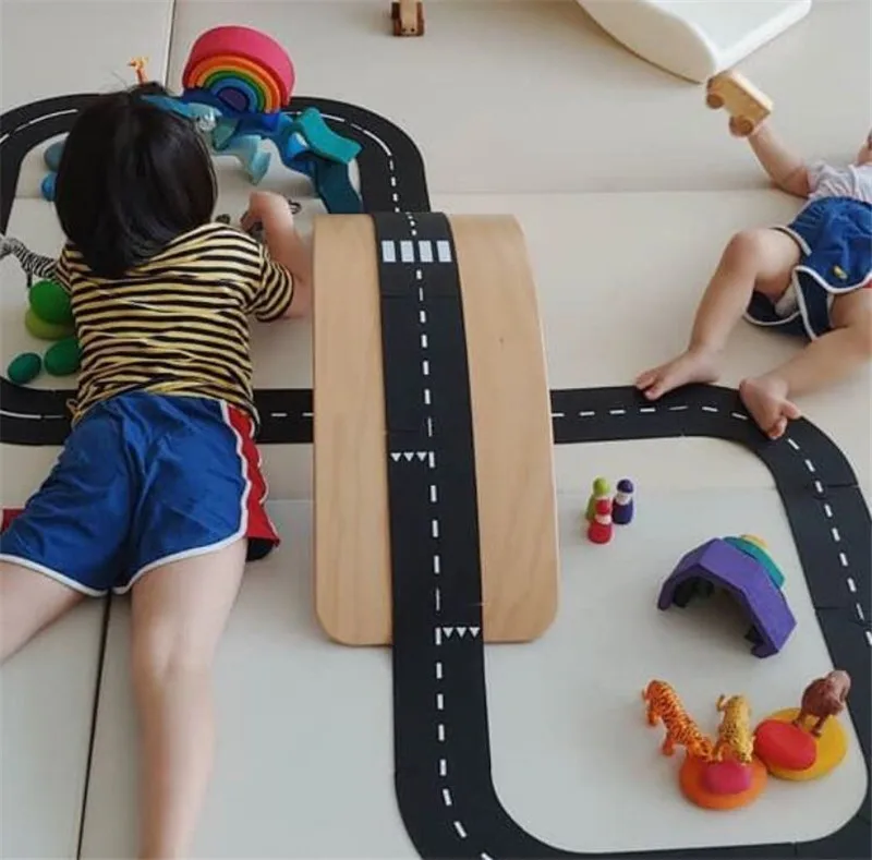 DIY PVC Uganke Skladbe Predvajanje določenih Avto Track Puzzle Igrače Otrok Preplete Pot Cestnega Prometa Zabavno Izobraževalne Igrače za Otroke, Fantje Darila