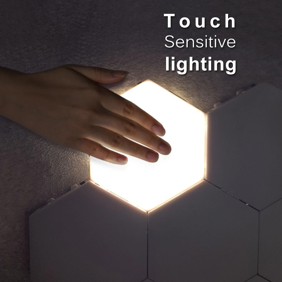 DIY Quantum Luči LED Heksagonalna Svetilke Stenske Svetilke Ustvarjalne Geometrijo Svetlobe Smart Zatemniti na Dotik Občutljiv Modularna Razsvetljava