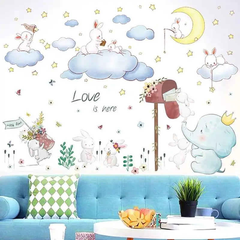 DIY Risanka Oblak Balon Doma Dekor Wall Art Nalepke Zidana Decals Otroci Dnevna Soba, Spalnica Ozadje Samolepilni Dekoracijo