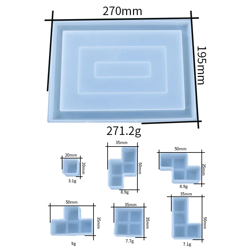 DIY Tetris Plesni Kristalno Epoksi Smolo Plesni Ogledalo Ročno Ustvarjalne Silikonski kalup Za Smolo Tabela dekoracijo plesni