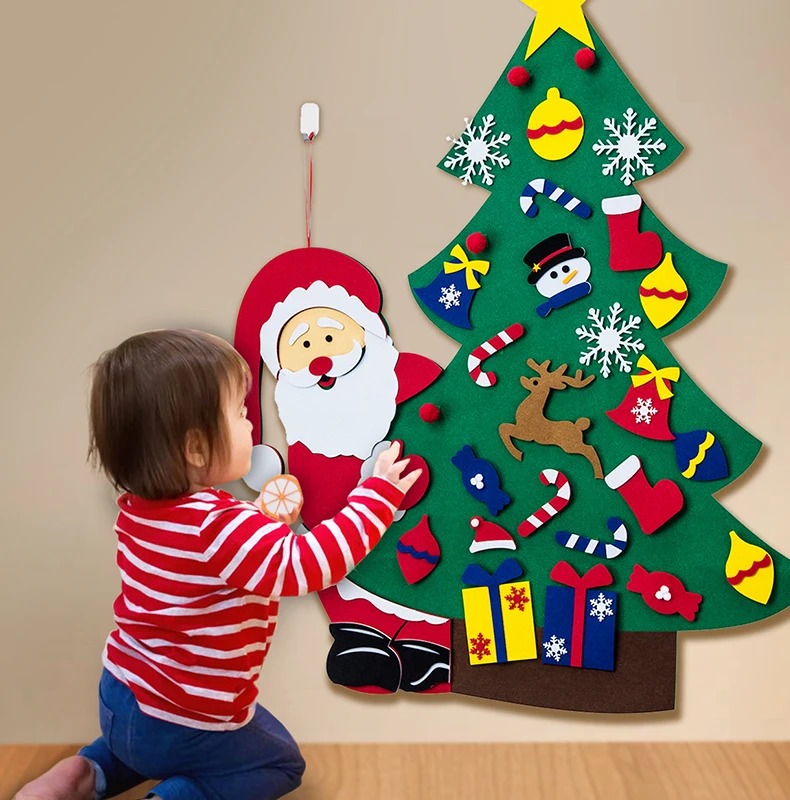 DIY Čutiti Božično Drevo Umetno Drevo, Zid Viseči Okraski Božični Okraski, za Novo Leto, Darila Otroci Igrače Dom рождество