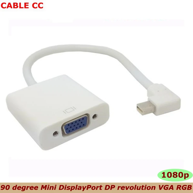 Dobre kakovosti pod pravim kotom 90 stopnjo Mini DisplayPort DP revolucije VGA RGB1080p zaslon projektorja kabel adapter bela