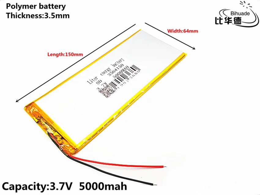 Dobro Qulity 3,7 V,5000mAH 3564150 Polimer litij-ionska / Litij-ionska baterija za tablični računalnik 7 palčni 8 inch 9 palčni GPS,mp3,mp4