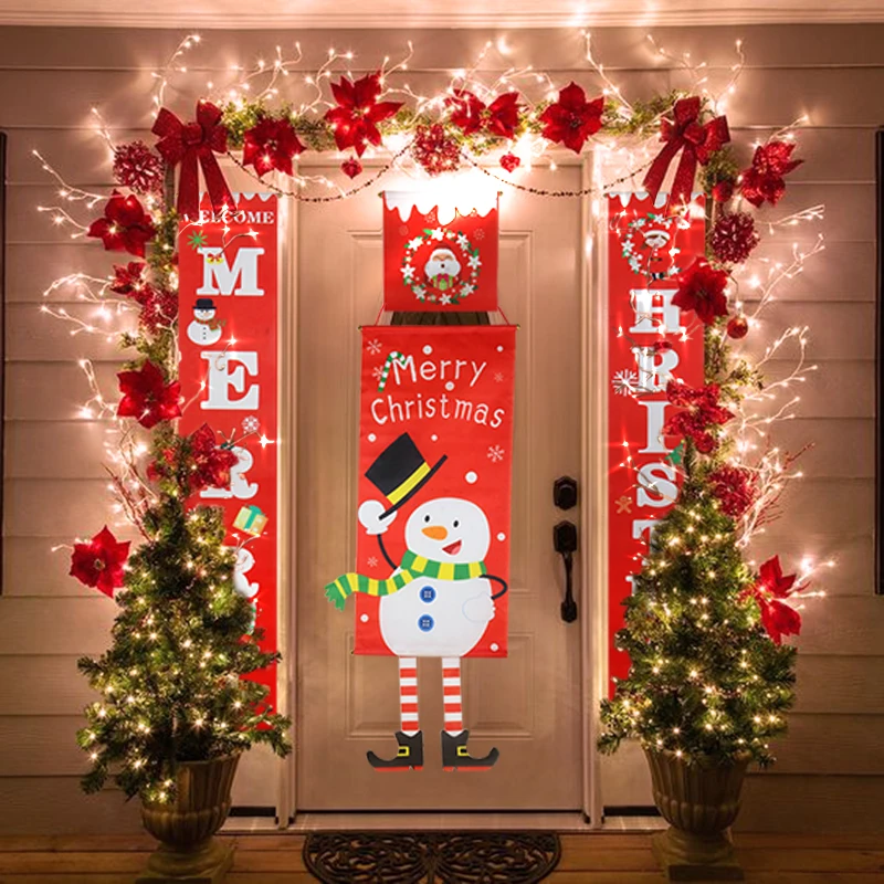 Dobrodošli Božični Radosti Božič Vrata Okraski Okraski Božič Okraski za Dom na Prostem Dekor Božič Novo Leto 2021 Kerst