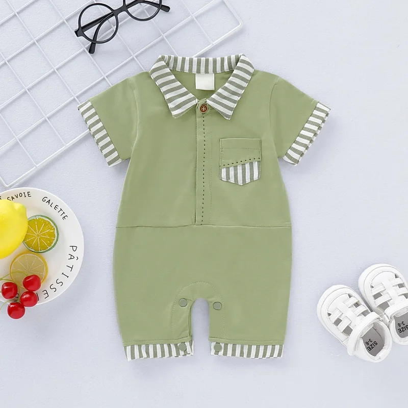 Dojenček Fant Dekle, igralne obleke Zavoj navzdol Ovratnik za Malčke Novorojenčka Bombaž Oblačila Jumpsuit Za 0-2Y Toddlers Bebe Obleke