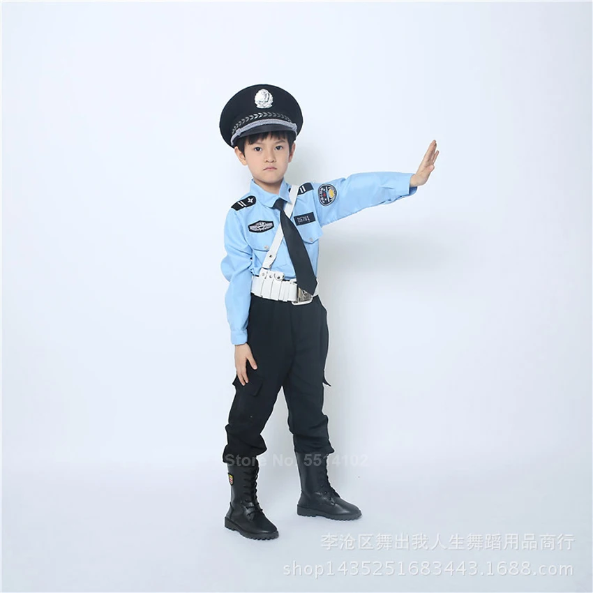 Dojenček Fant Dekle Prometa Policist Cosplay Kostum Otroci Vojaški Policist Enoten Sklop Halloween Carnival Party Fazi Oblačila