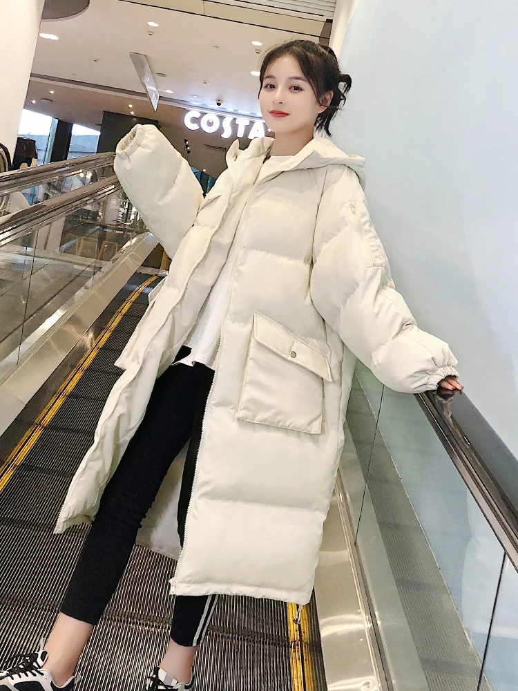 Dolgo Ohlapno Debele Zimske 2021 Nove Modne Ženske Bombažno Jakno korejska Različica Kapuco Mid-dolžina Oblazinjeni Suknjič Pozimi Toplo Coats