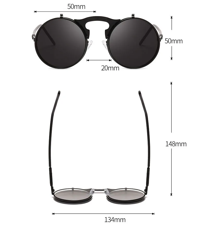 Dolgo Rejec sončna Očala Dvojno Objektiv Steampunk Krat Moški Ženske Jasno Flip sončna Očala Zlitine Okvir za Očala Očala Odtenek UV400