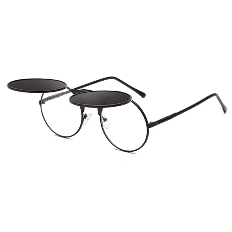 Dolgo Rejec sončna Očala Dvojno Objektiv Steampunk Krat Moški Ženske Jasno Flip sončna Očala Zlitine Okvir za Očala Očala Odtenek UV400
