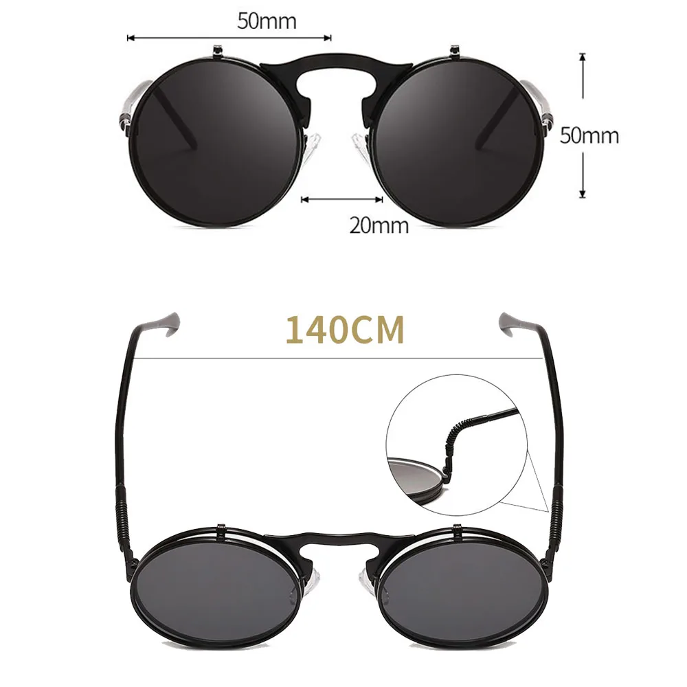Dolgo Rejec sončna Očala Flip sončna Očala Steampunk Krat Moški Ženske Dvojno Objektiv Jasno Zlitine Okvir za Očala Očala Odtenek UV400