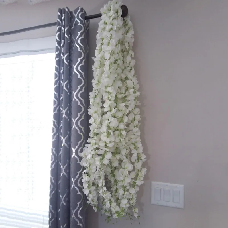 Dolgo umetno cvetje hydrangea trte doma dekoracijo wisteria ponaredek cvet garland svile za poroko ozadje dekoracijo sten