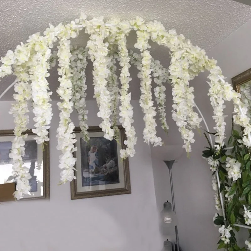 Dolgo umetno cvetje hydrangea trte doma dekoracijo wisteria ponaredek cvet garland svile za poroko ozadje dekoracijo sten