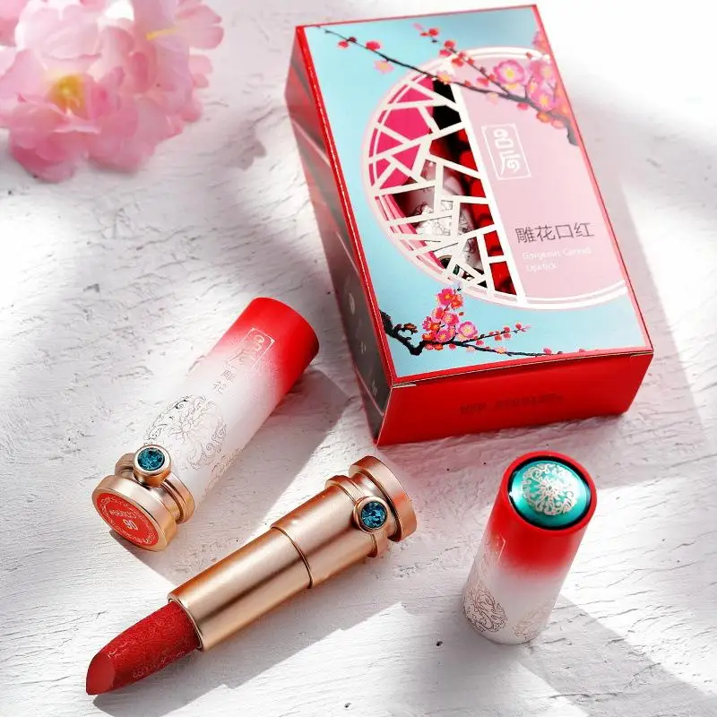 Dolgotrajen mat šminko kitajski vintage stilu, krema za ustnice nepremočljiva dolgotrajno seksi rdeče vlažilno šminko Ličila Darilo KH35