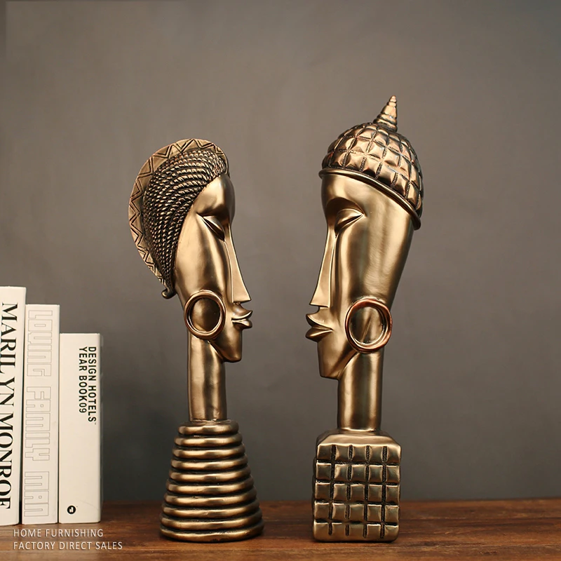 Dom Dekoracija Dodatna Oprema Smolo Obrti Afriki Zlati Moških In Žensk Kip Soba Okraski Afriki Ženske Slika Kiparstvo Dekor