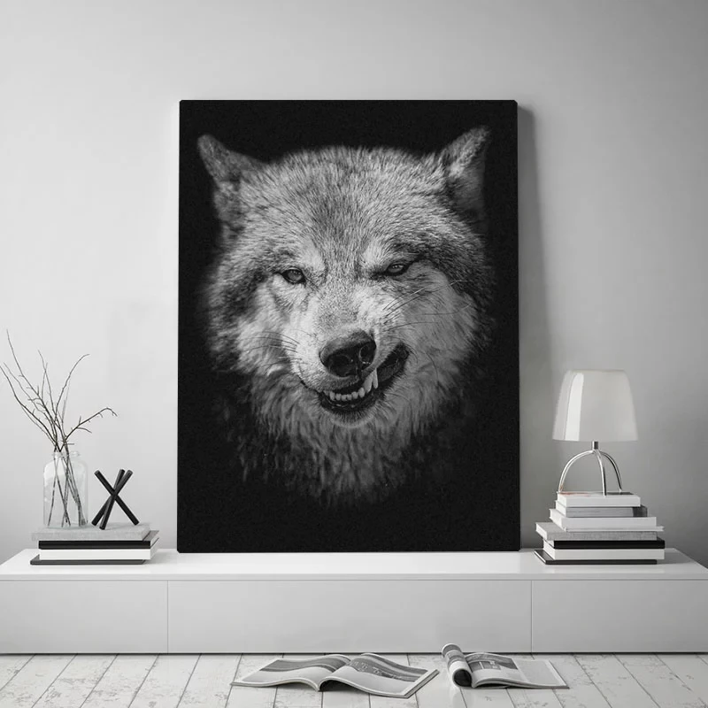 Doma Dekor Platno Divje Jezen Black Wolf Obraz Slike, Živali Slike Wall Art Natisne Modularni Poster Frame Umetnine Dnevna Soba