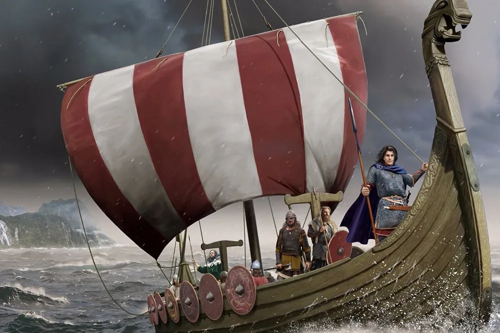 Doma dekoracijo mornarji Drakkar Morju Vikingi Nordijske bojne sekira Ladje Skandinavskie Kopje Svilene Tkanine, Poster Tiskanje MC747