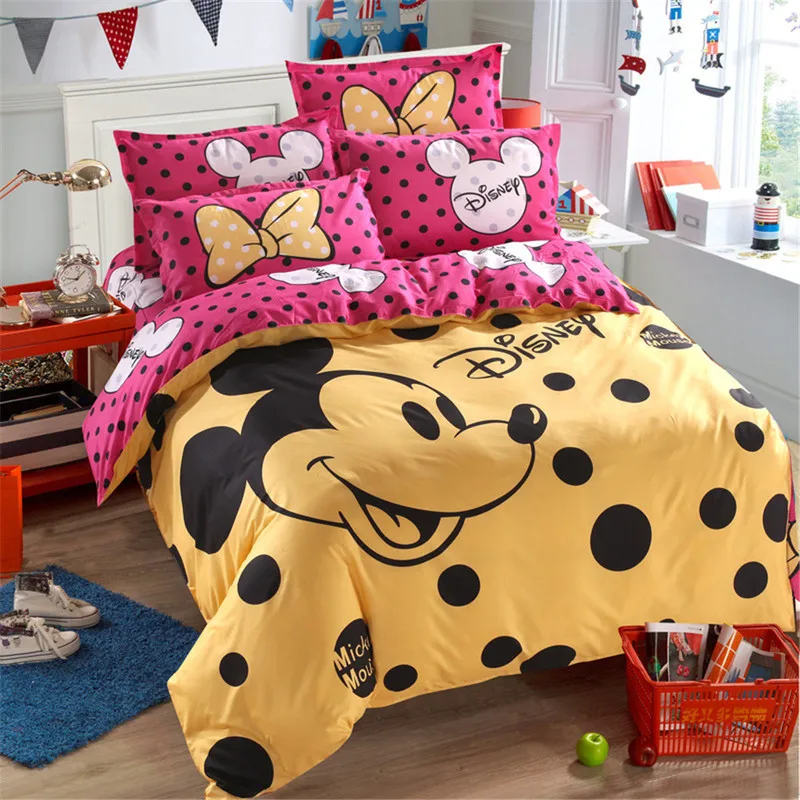 Doma tekstilne Mickey mouse Posteljnina Nabor minnie mouse risanka posteljo Otrok bedclothes kritje otrok posteljo nastavite stanja otroška posteljica