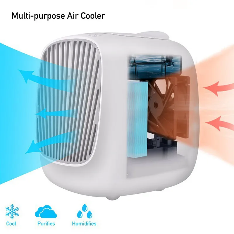 Domov Mini Prenosna klimatska Naprava Zračnega Hladilnika 7 Barv LED USB Ventilator Hladilnika Zraka, Hladilni Ventilator za ponovno Polnjenje Ventilator Za Urad Soba