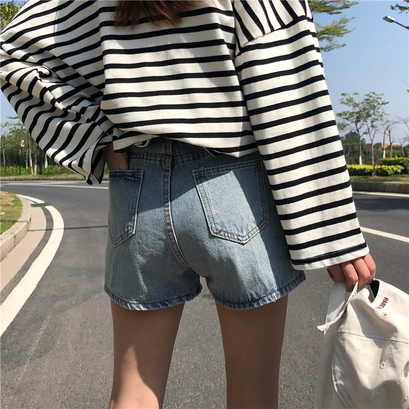 DONAMOL 2020 poletje novi korejski slog visoko pasu traper hlače ženske velikosti 200 g ohlapno, tanko ulica Prosti čas kavbojke vroče Kratke