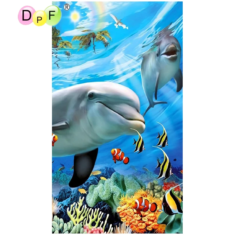 DPF 5D celoten Krog Diamond Slikarstvo Mozaik radoveden dolphin star DIY Magic Cube Navzkrižno Šiv umetnostne obrti Diamond Vezenje Dekor