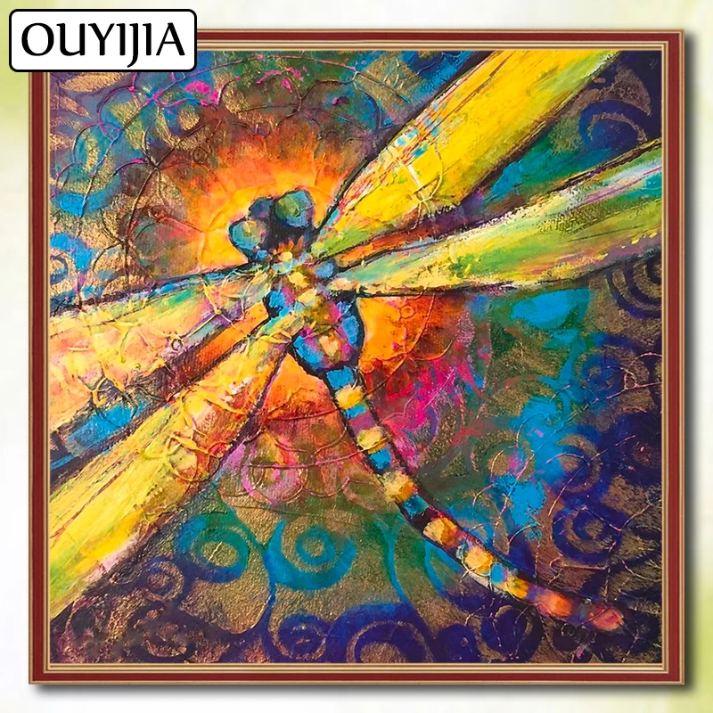 Dragonfly OUYIJIA Ptic, Živali Metulj 5D DIY Diamond Slikarstvo Celoten Kvadratni Sliko Nosorogovo Diamond Mozaik Vezenje Prodaje