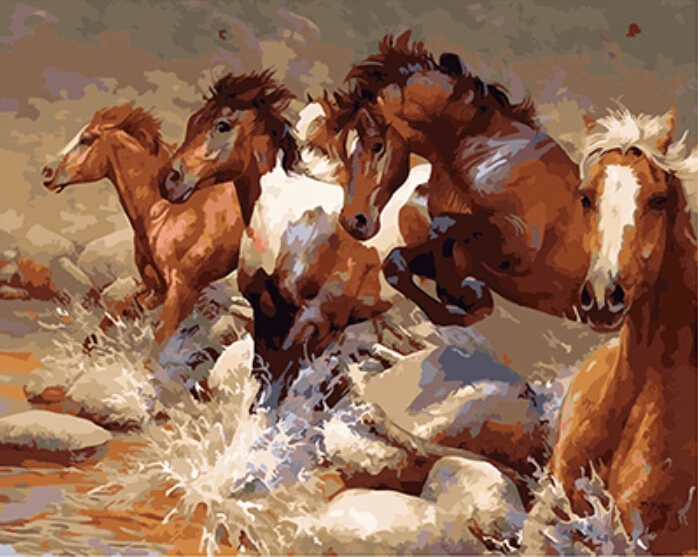 DRAWJOY Okvirjenih Slik DIY Barvanje Z Številkami Konj, Živali, Oljna slika, Doma Dekor Slikarstvo & Kaligrafija 40*50 cm GX8803