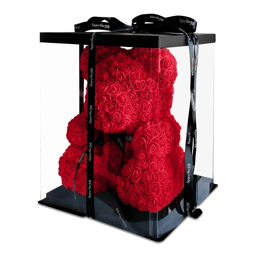 Dropshipping 40 cm medvedek Rose Umetno Cvetje PE Rose Medved za Ženske Valentines Poroko Božično Darilo Polje Home Decor