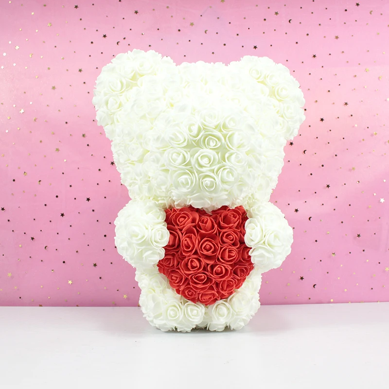 Dropshipping Novo Stoji 40 cm Nosi Vrtnice Umetne Rože Teddy Rose Imeti Srce Za Valentines Poroko Božična Darila Polje