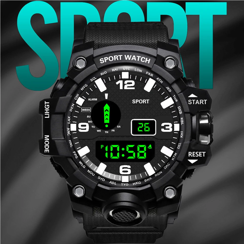 Dropshipping Šport Ure za Moške LED Digitalni Watch Moških Vodotesne Ročne ure Vojske Vojaške Moška Ura Električni Reloj Hombre
