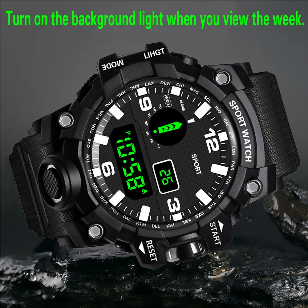 Dropshipping Šport Ure za Moške LED Digitalni Watch Moških Vodotesne Ročne ure Vojske Vojaške Moška Ura Električni Reloj Hombre