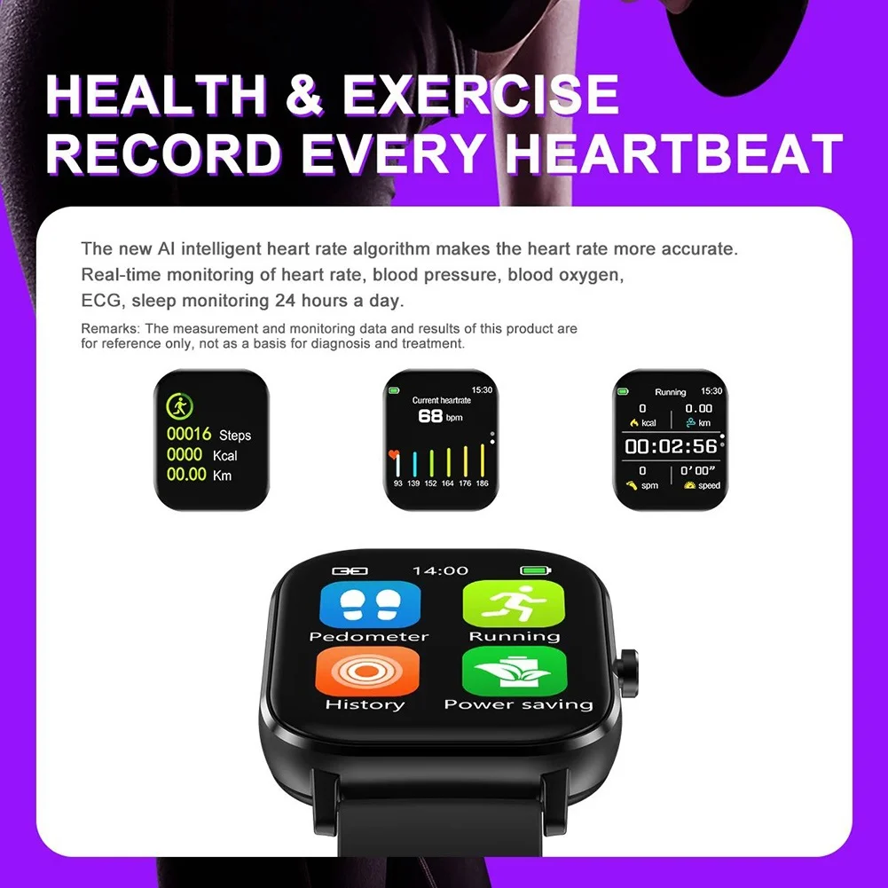 DT35 1.54 Palčni Bluetooth Klic EKG, Krvni Tlak Monitor Pametno Gledati Zapestnica Srčnega utripa, Spremljanje Zdravja Tracker Sport Zapestnica