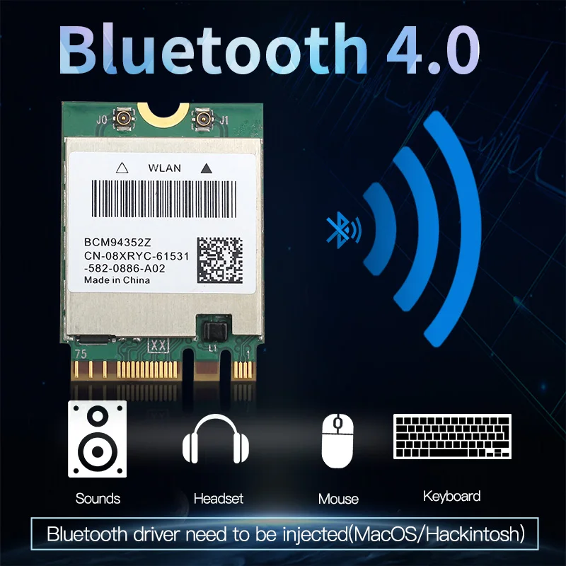 Dual band Brezžični Hackintosh M. 2 BCM94352Z Namizni Komplet 1200Mbps za Kartico Wifi, Bluetooth 4.0 NGFF 802.11 ac DW1560 Brezžični Adapter