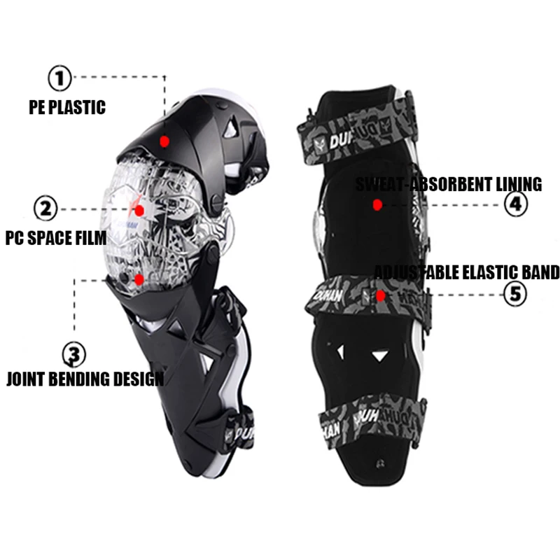 DUHAN Moda motorno kolo, ščitniki za kolena Motokros kolena PC naramnicami high-end Zaščitna Prestav kneepad zaščitnike