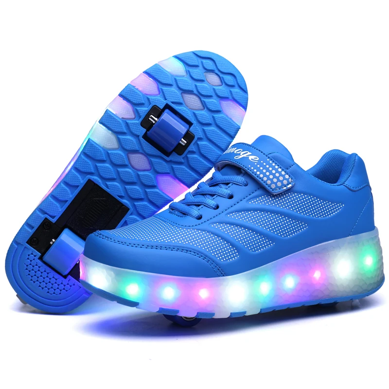 Dva Kolesa Svetlobni Superge, Modra, Roza Led Luči Valjčni Skate Čevlji za Otroke, Otroci Led Čevlji Fantje Dekleta Čevlji svetijo 28-43