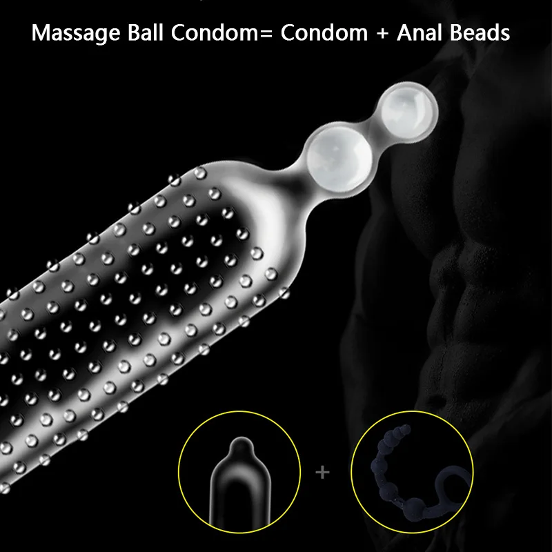 Dvojno Masažne Kroglice Kondomi pri Moških Penisa Rokav Stimulacije Vagine Moški Kondom Erotično Sex Igrače za Odrasle Intimno Blaga