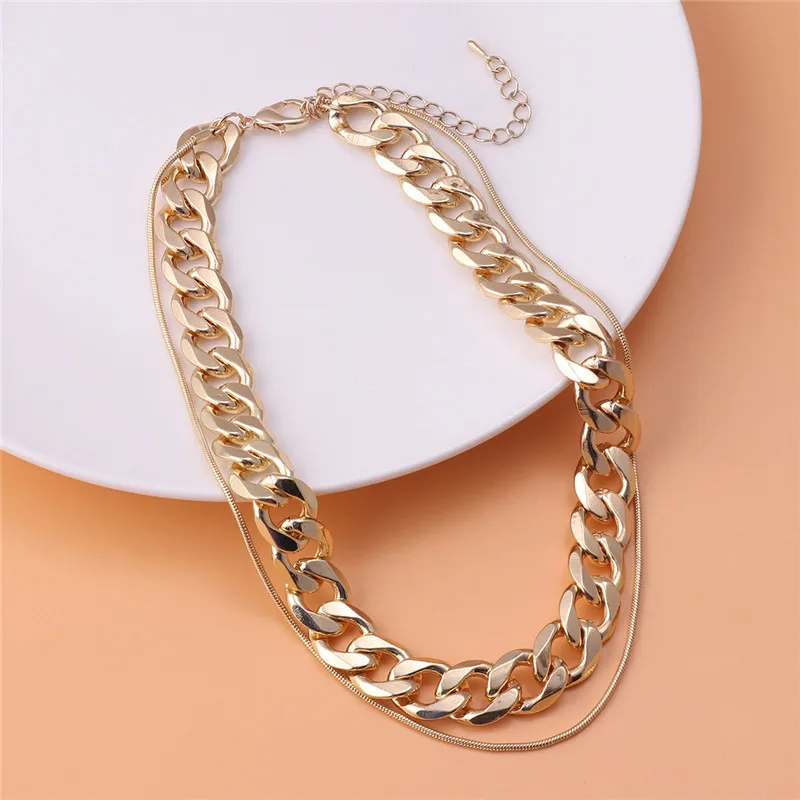 Dvojno višeslojno kača verige link ogrlica Nastavljiv Kubanski Choker veriga Ogrlica za ženske Edinstven Design Minimalističen Nakit